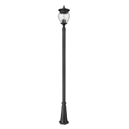 Z-Lite Davina 4 Light Outdoor Post Mounted Fixture, 12in. W x 119.25in. H, Black 5016PHBR-5011P-BK